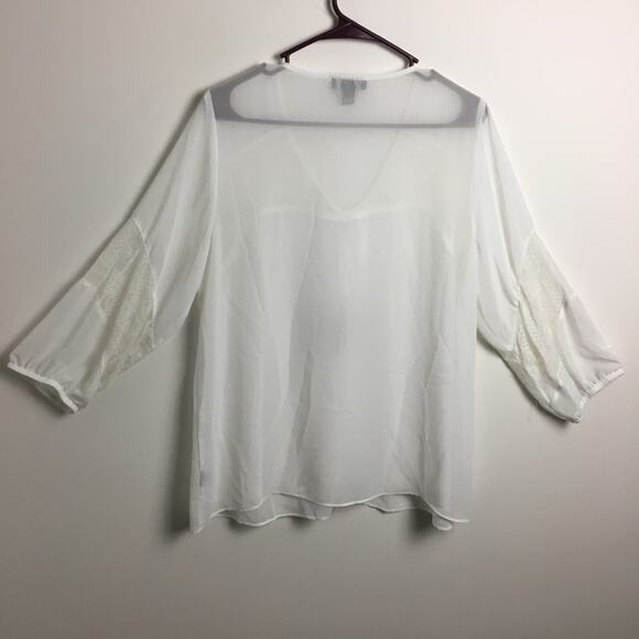 Alyx Boho Blouse with Lace and Tassels White Large - Picture 9 of 12